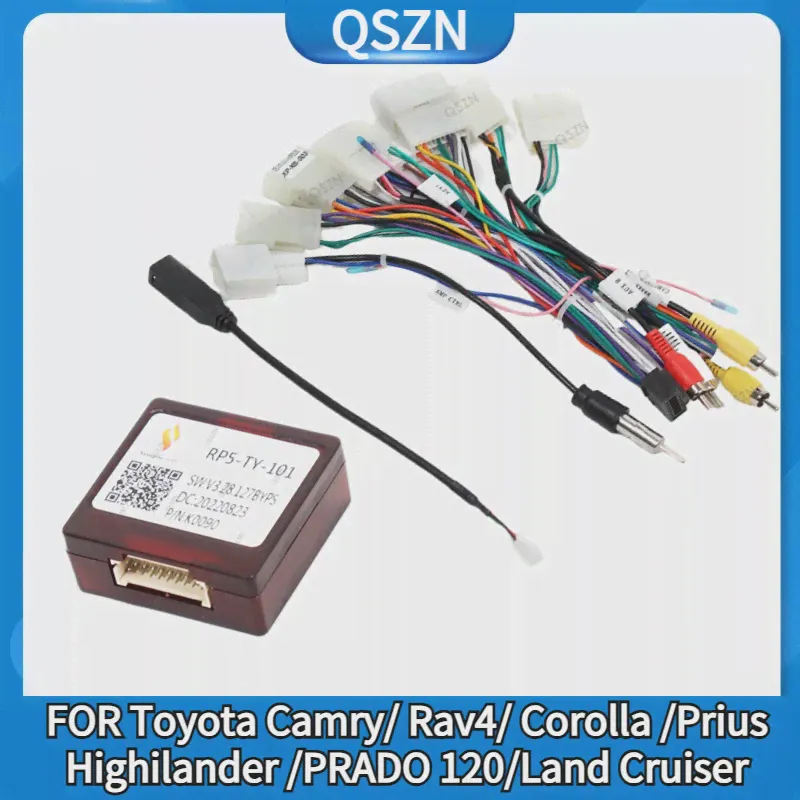 QSZN CAR RADIO CANBUS BOX RP5-TY-101 для Toyota Camry Rav4 Corolla Prius Highlander Prado 120 Grange Harness Power Cable