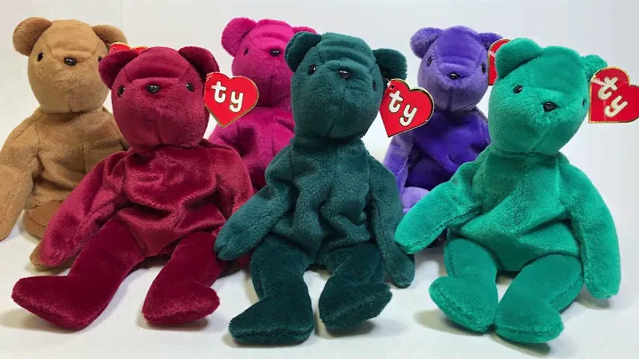 Ty Beanie Baby   6 Old Face Colored Teddies