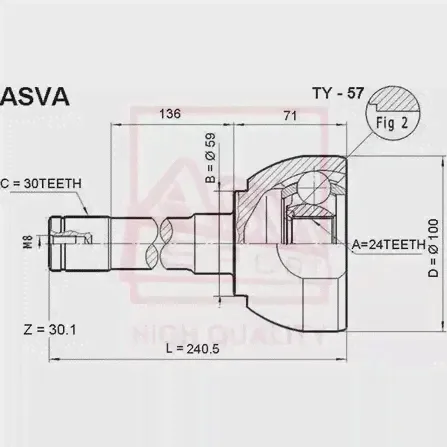 Шрус граната ASVA 1269726003 TY-57 2IXE0W 9