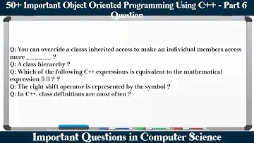 MCQ Questions Object Oriented Programming Using C++ - Part 6 with Answers