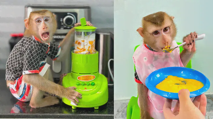 Monkey Kaka's special diet: Dad's super delicious mango yogurt