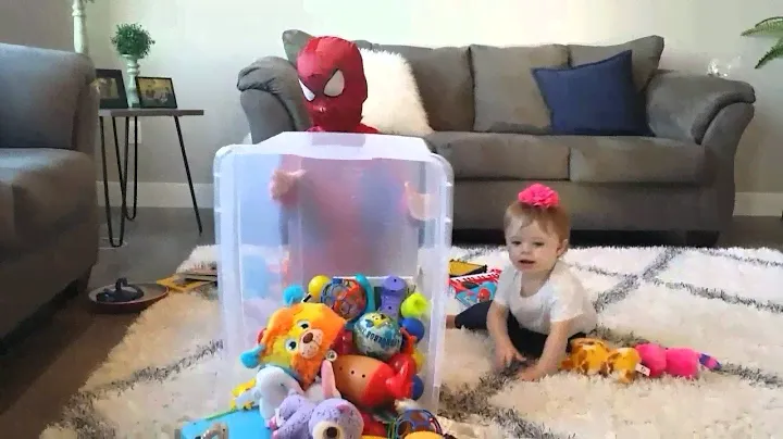 Ironman VS Spiderman and Baby! Make a mess with beanie boos and toys!