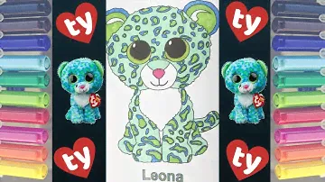 TY BEANIE BOOS COLLECTION LEONA COLORING PAGE WITH SHARPIE MARKERS FOR KIDS
